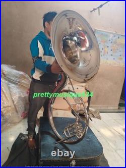 Sousaphone 22 Bell Size Of Pure Brass Metal In Chrome+ Case Box & Free Shipping