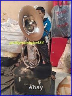 Sousaphone 22 Bell Size Of Pure Brass Metal In Chrome+ Case Box & Free Shipping