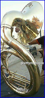 Sousaphone Big 25bell Gold Jumbo Of Pure Brass + Mouthpc + Case+ Free Shipping