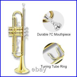 Student trumpet for beginners Bb brass trumpet instruments with carrying case