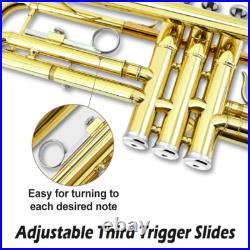 Student trumpet for beginners Bb brass trumpet instruments with carrying case