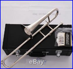 TOP New JINBAO Silver nickel Slide Trumpet Bb Soprano Trombone Horn Leather Case