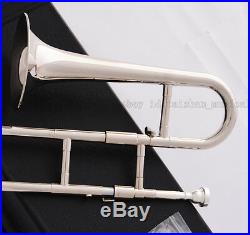 TOP New JINBAO Silver nickel Slide Trumpet Bb Soprano Trombone Horn Leather Case