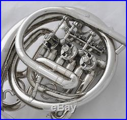 TOP Silver Nickel Plated Piccolo MiNi French Horn Bb Key Engraving Bell NEW Case