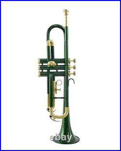 TRUMPET GREEN Brand New Green Brass Finish Bb flat Trumpet Black Friday Sale