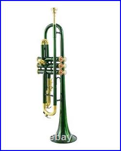 TRUMPET GREEN Brand New Green Brass Finish Bb flat Trumpet Black Friday Sale