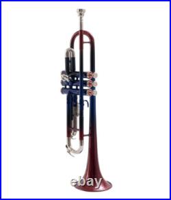 TRUMPET NEW BROWN BLUE COLOURED STUDENT Bb FLAT TRUMPET FREE CASE+M/P