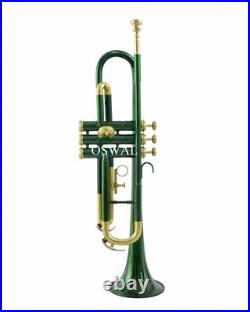 TRUMPET NEW GREEN BRASS FINISH CONCERT SCHOOL BAND Bb TRUMPET