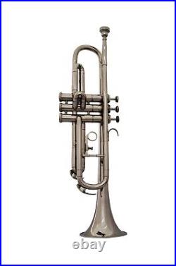 TRUMPET NEW NICKEL FINISHED Bb KEYS TRUMPET FREE CASE