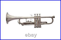 TRUMPET NEW NICKEL FINISHED Bb KEYS TRUMPET FREE CASE