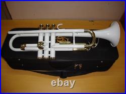 TRUMPET WHITE BRASS Finish Bb flat Trumpet With Free HARD Case+Mouthpiece