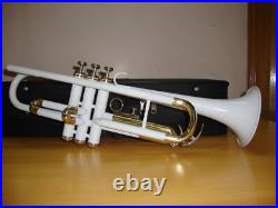TRUMPET WHITE BRASS Finish Bb flat Trumpet With Free HARD Case+Mouthpiece