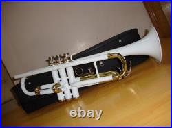 TRUMPET WHITE BRASS Finish Bb flat Trumpet With Free HARD Case+Mouthpiece