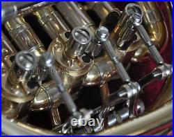 Top Hand Engraving Bb Mini Gold Lacq French Horn No jointed Bell 6.3'' Portable