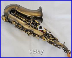 Top New Antique Brass Curved Soprano Saxophone sax Bb Keys High F# With Case