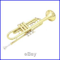 Trumpet Bb B Flat Brass Exquisite with Mouthpiece Gloves Strap+Case O2L7