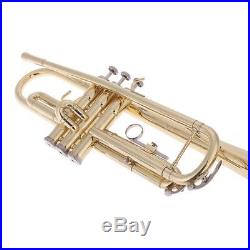 Trumpet Bb B Flat Brass Gold with Gloves Accessories Kit Case Fast USA Deliver