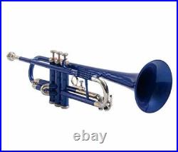 Trumpet, Bb Blue + Nickel Plated Lightweight with case and mouthpiece brass made