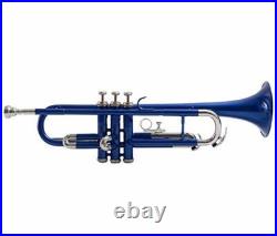 Trumpet, Bb Blue + Nickel Plated Lightweight with case and mouthpiece brass made