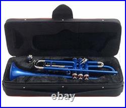 Trumpet, Bb Blue + Nickel Plated Lightweight with case and mouthpiece brass made