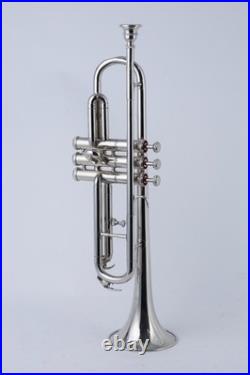 Trumpet Bb CHROME With Case Mouthpiece Nicely Tuned Instrument QUEENBRASS
