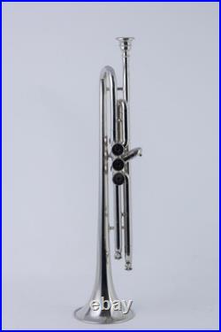 Trumpet Bb CHROME With Case Mouthpiece Nicely Tuned Instrument QUEENBRASS