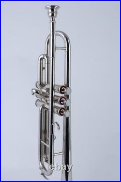 Trumpet Bb CHROME With Case Mouthpiece Nicely Tuned Instrument QUEENBRASS