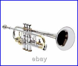 Trumpet Bb Pitch Brass + Nickel Color With Free Case And Mp