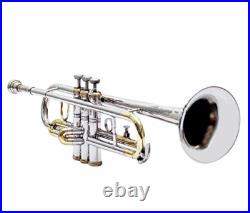Trumpet Bb Pitch Brass Nickel Plated With Free Case And Mouthpiece Brs
