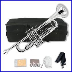 Trumpet Bb Standard Trumpet Set with Case, 7C Mouthpiece and Cleaning Kit Silver