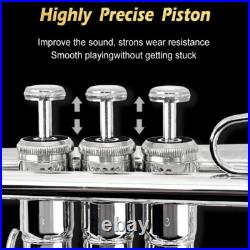 Trumpet Bb Standard Trumpet Set with Case, 7C Mouthpiece and Cleaning Kit Silver