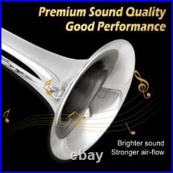 Trumpet Bb Standard Trumpet Set with Case, 7C Mouthpiece and Cleaning Kit Silver