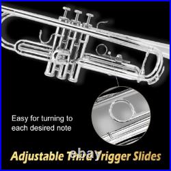 Trumpet Bb Standard Trumpet Set with Case, 7C Mouthpiece and Cleaning Kit Silver