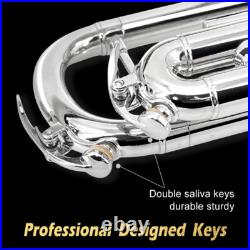 Trumpet Bb Standard Trumpet Set with Case, 7C Mouthpiece and Cleaning Kit Silver
