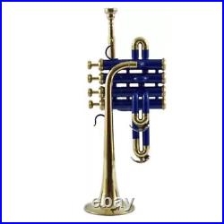 Trumpet Blue Color For Beginner To Advance Brass Musical Instruments With Free