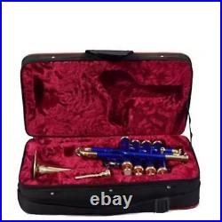 Trumpet Blue Color For Beginner To Advance Brass Musical Instruments With Free