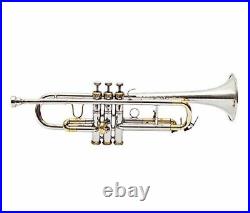 Trumpet Musical instrument CHROME BRASS Finish Bb Trumpet Hard Case+ Mouthpiece