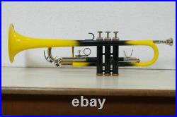 Trumpet SALE NEW YELLOW BLACK BRASS COLOUR STUDENT Bb FLAT TRUMPET FREE CASE