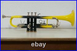 Trumpet SALE NEW YELLOW BLACK BRASS COLOUR STUDENT Bb FLAT TRUMPET FREE CASE