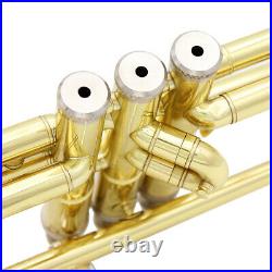 USA Trumpet Bb B Flat Brass with Mouthpiece Cleaning Brush Cloth Gloves Strap