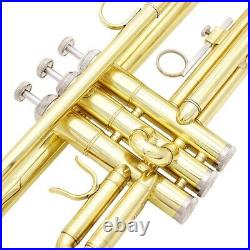 USA Trumpet Bb B Flat Brass with Mouthpiece Cleaning Brush Cloth Gloves Strap