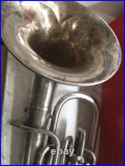 VINTAGE KING By H. N. WHITE CO. SILVER BARITONE HORN With DETACHABLE BELL CLEV-D O