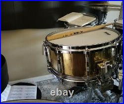 VINTAGE PEARL BRASS FREE FLOATING SNARE DRUM EARLY 80s (JAPAN)