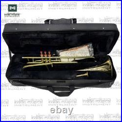 Valve Trombone Brass Musical Instrument with Mouthpiece and Hard Case
