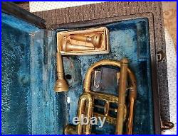 Vintage 1936 C. G. Conn Trumpet with Case and 3 Mouthpieces Collectible