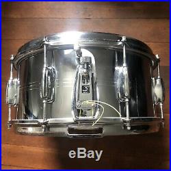 Vintage 70s Slingerland 6.5 Sound King Chrome Over Brass Snare Drum COB