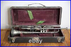Vintage Antique JW York Sons Trumpet with hard case and mouthpiece Parts Repair