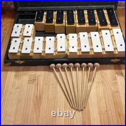 Vintage BF Kitching Resonator Bell Set Chromatic 20 Note with Case and Mallets