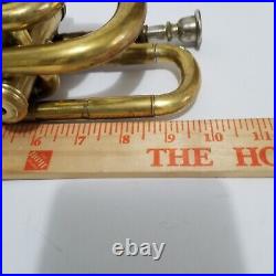 Vintage Brass Pocket Trumpet Musical Instrument With Case As Is For Repair