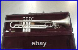 Vintage Elkhart Sliver Trumpet USA Case Mouthpieces Sheet Music Stand